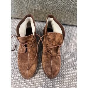 Henry Beguelin for Barneys Italy Brown Suede Leather Boots Shoe Heel